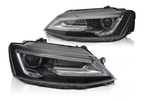 Koplampen Tube Light Zwart geschikt voor VW Jetta VI 11-18