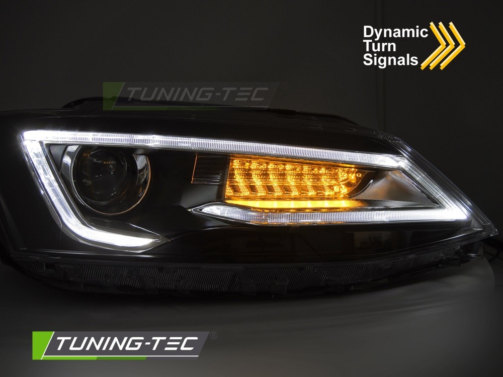 Koplampen Tube Light Zwart geschikt voor VW Jetta VI 11-18