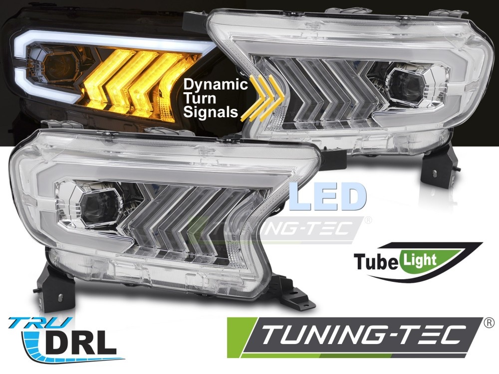 Koplampen Tube Light Chroom geschikt voor Ford Ranger V 2016-2022