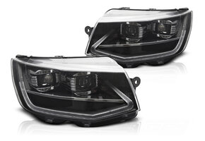 Koplampen LED Tube Light Zwart Dynamisch Knipperlicht geschikt voor VW T6 15-19