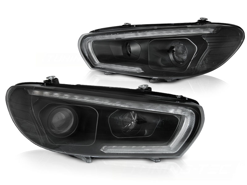 Koplampen Tube SEQ LED Zwart voor VW Scirocco 08-04.14