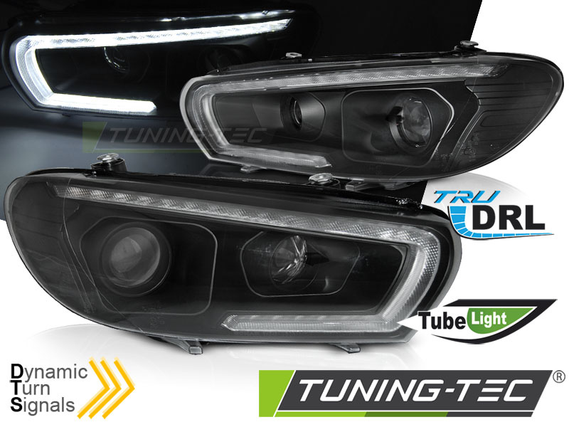 Koplampen Tube SEQ LED Zwart voor VW Scirocco 08-04.14
