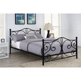 Metalen bedframe met lattenbodem - 140x200 - versierd - zwart