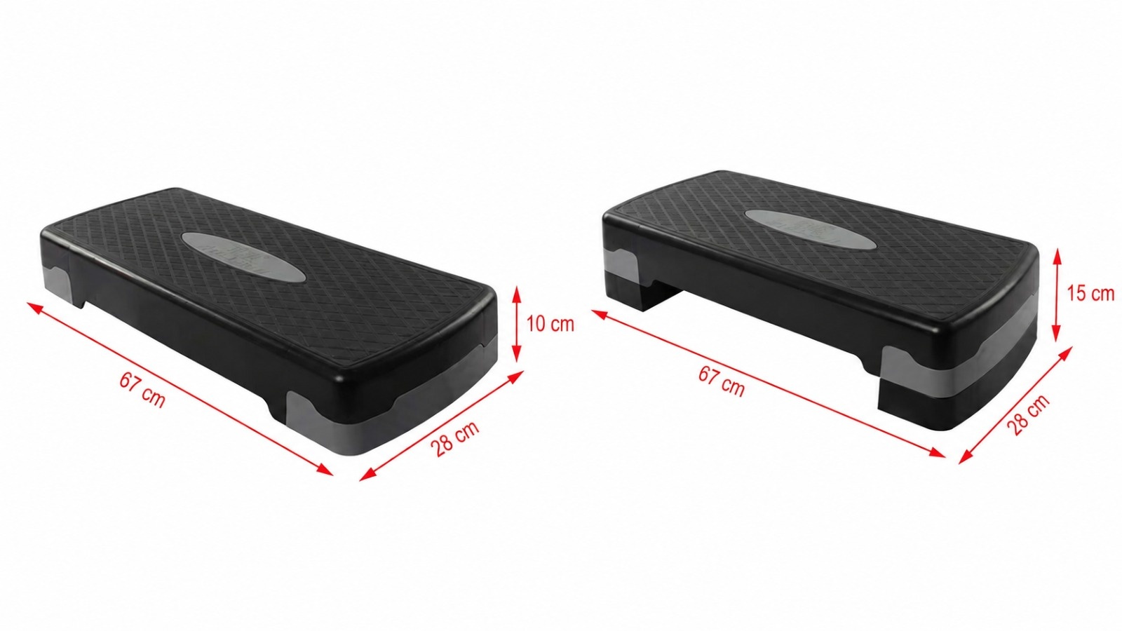 Aerobic step - zwart grijs - verstelbaar - 67x28 cm