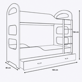Wit stapelbed - 180x80 cm - kinderbed met 2 matrassen