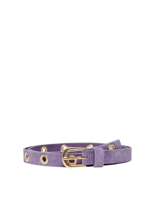 KONCATJA SUEDE JEANS BELT Chalk Violet GOLD TRIM