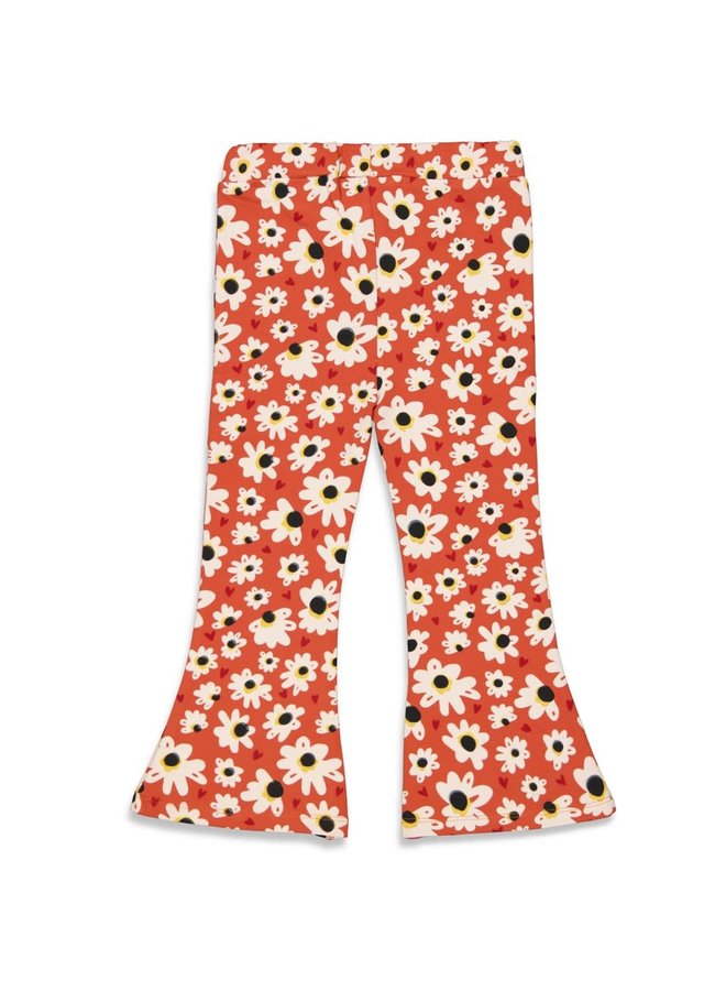 Flared broek AOP - Have A Nice Daisy Roest