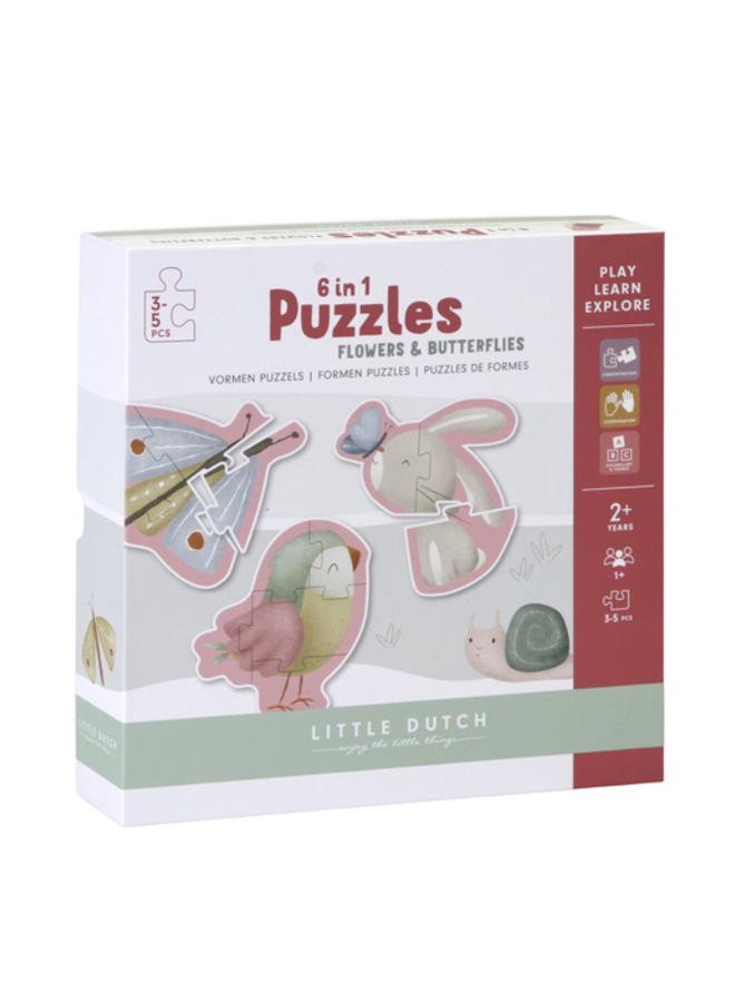 6 in1 puzzles Flowers & Butterflies