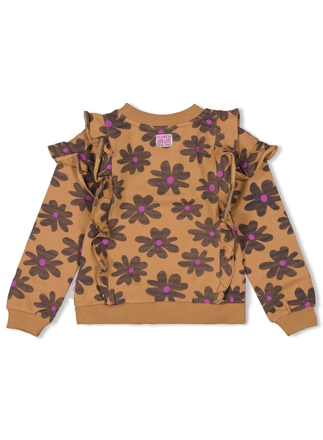 Sweater AOP - Flowers For Life Camel