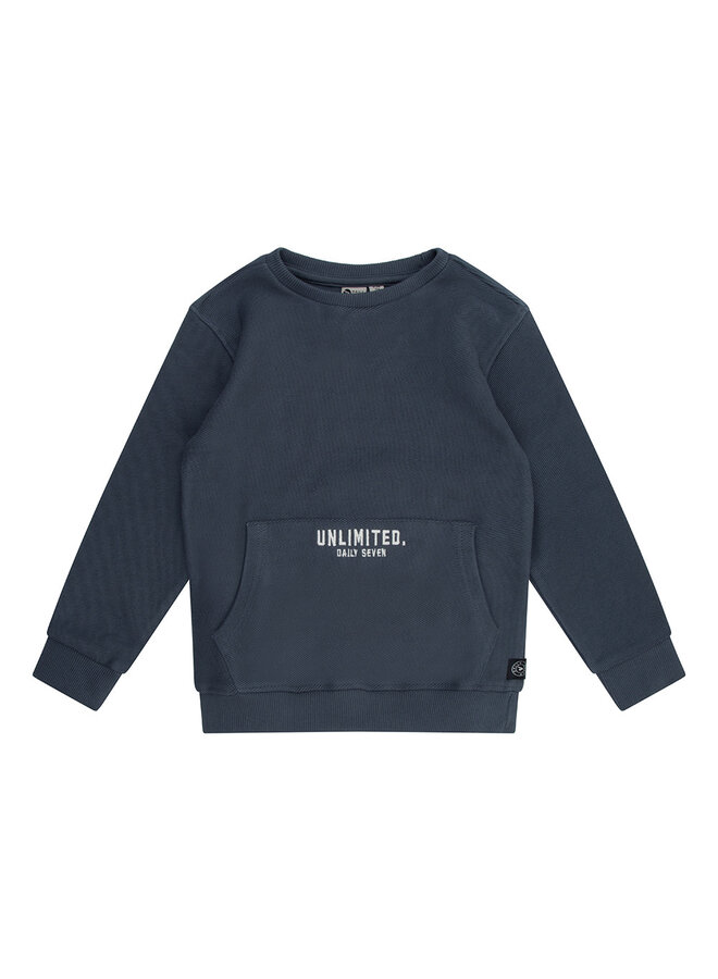 Sweater Kangaroo pocket Rib Stone Navy