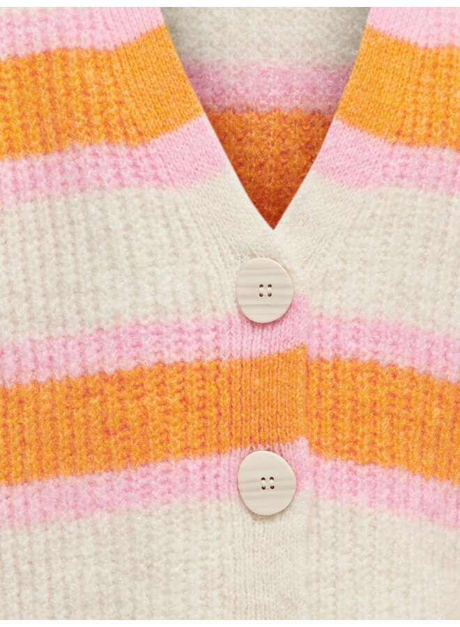 KOGETHEL L/S CARDIGAN KNT Birch Apricot/Begonia Pink