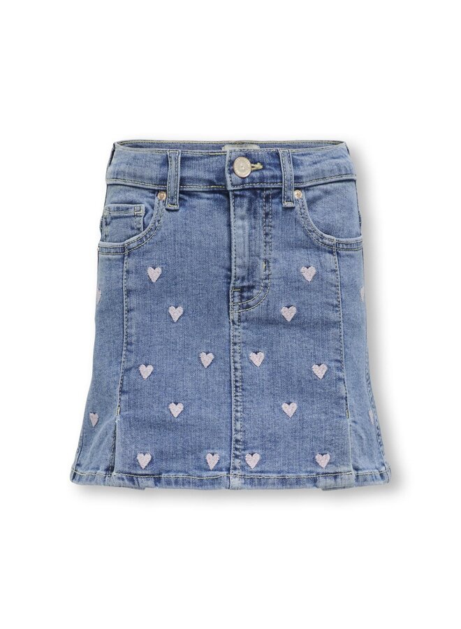 KOGHOXTON HEART EMBROIDERY DNM SKIRT Light Medium Blue Denim