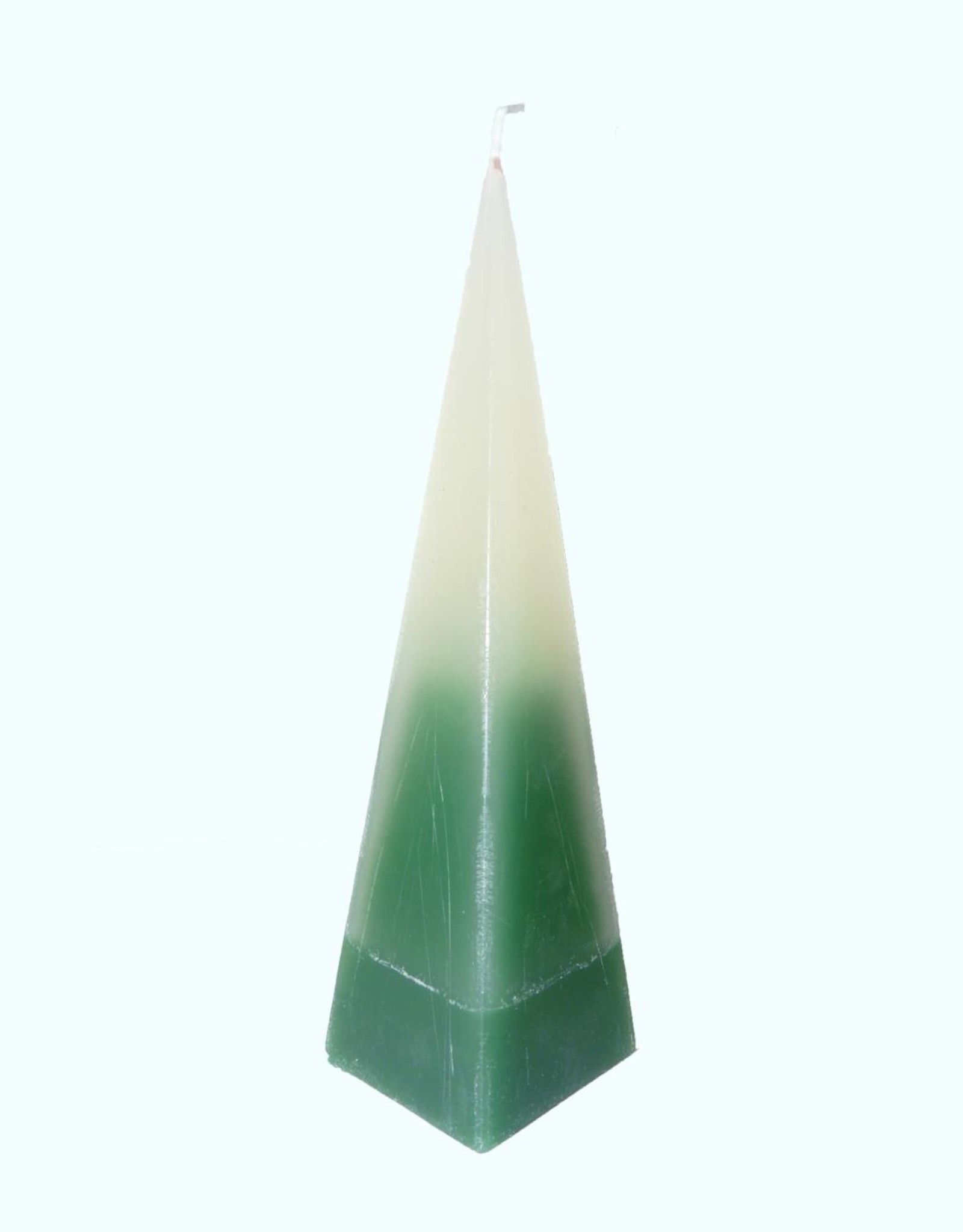 Piramide Kaars DuoColor Groen-Wit 6x6x23 cm