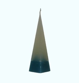Piramide Kaars DuoColor Blauw-Wit 6x6x23 cm