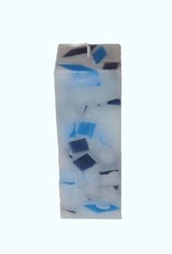Mozaïek Kaars Vierkant Donker Blauw-Felblauw 6x6x16 cm