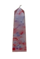 Mozaïek Kaars Obelisk Rood-Paars-Kobalt blauw 6,8x6,8x25 cm