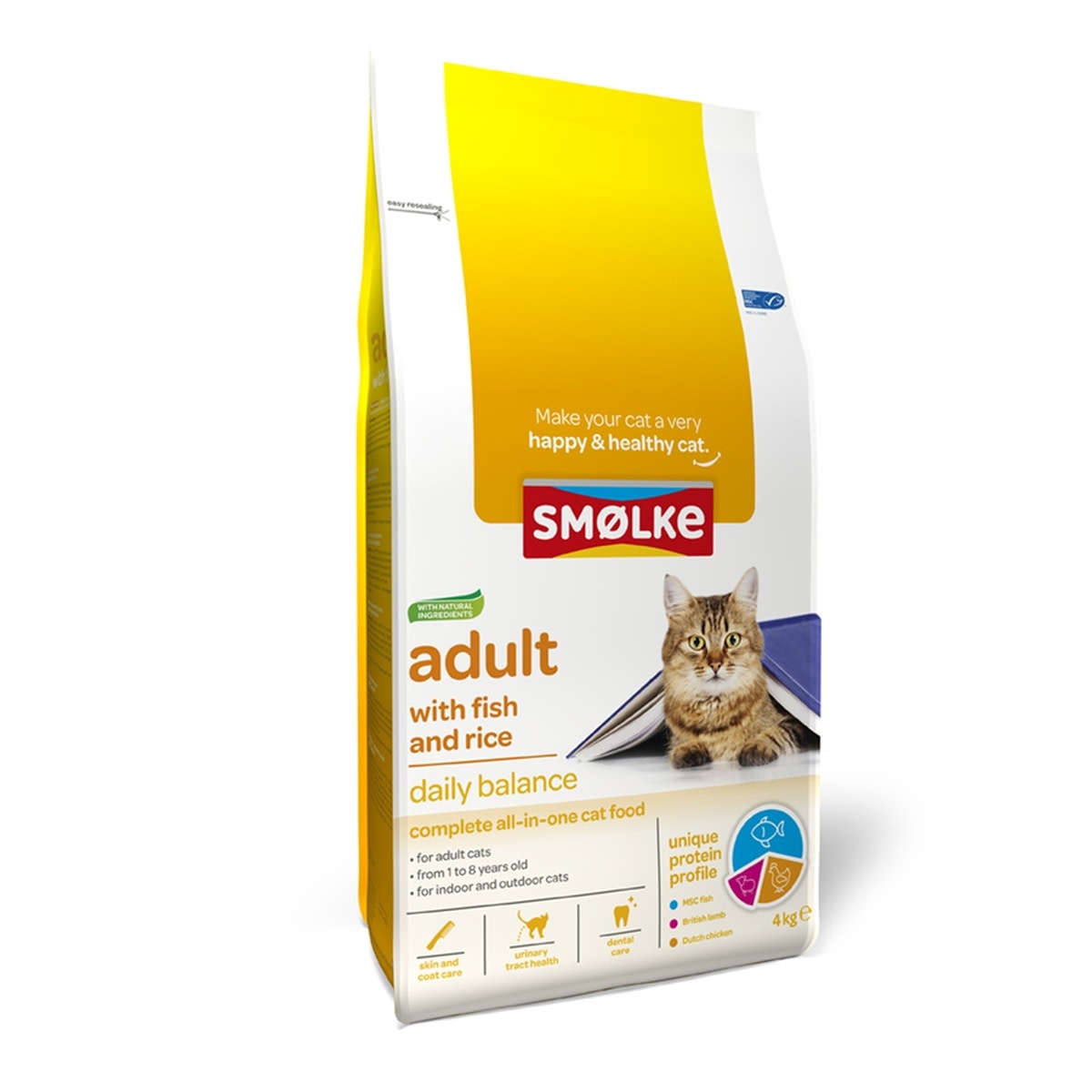 Smølke Smolke kat adult fish & rice 4kg