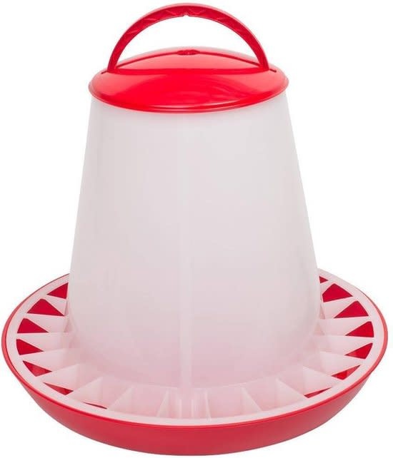BeezTees BeezTees- Plastic voersilo+deksel Rood-wit 1 KG