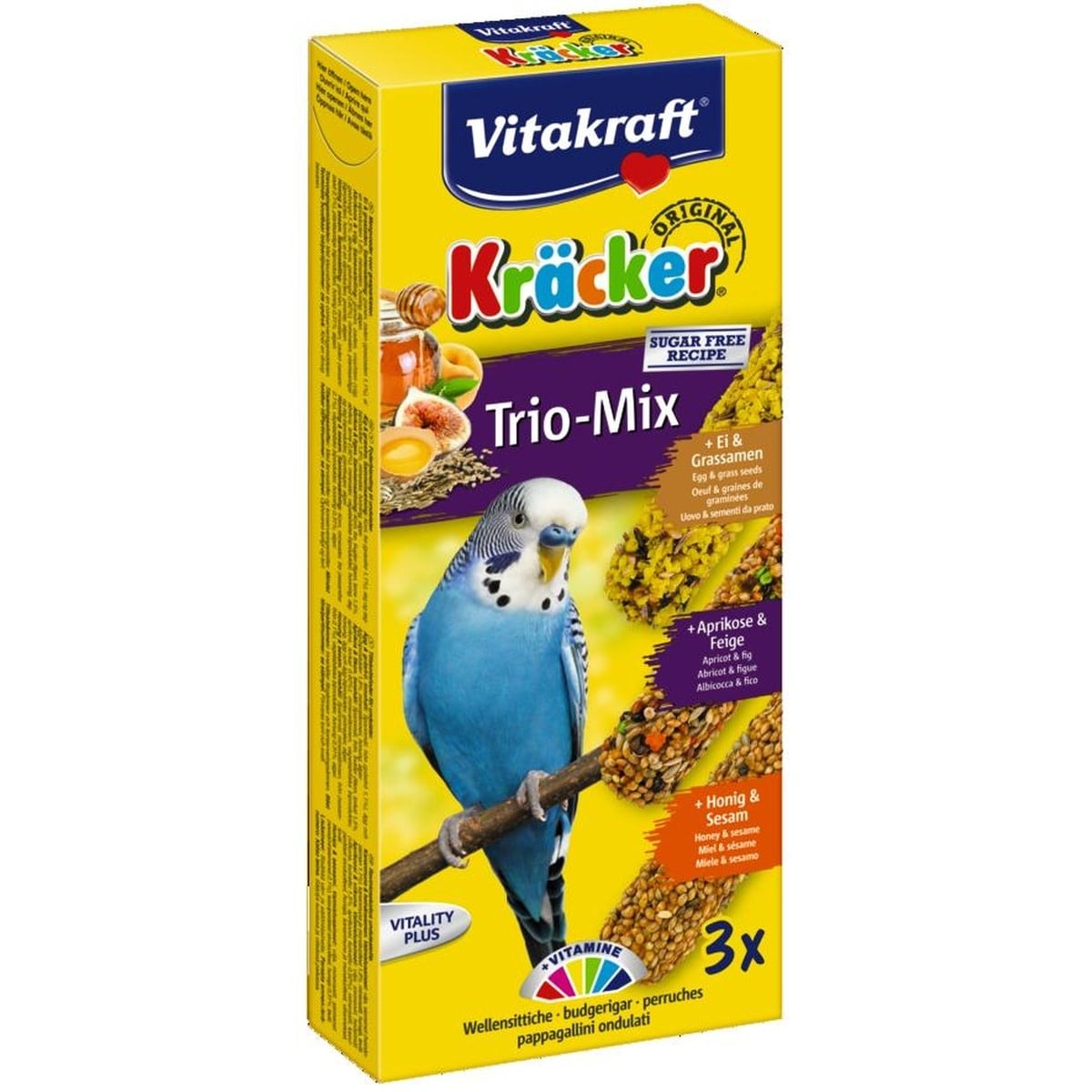 VitaKraft VITAKRAFT - PARKIETKRACKER 3 IN 1 88 GR FRUIT&HONING&EI