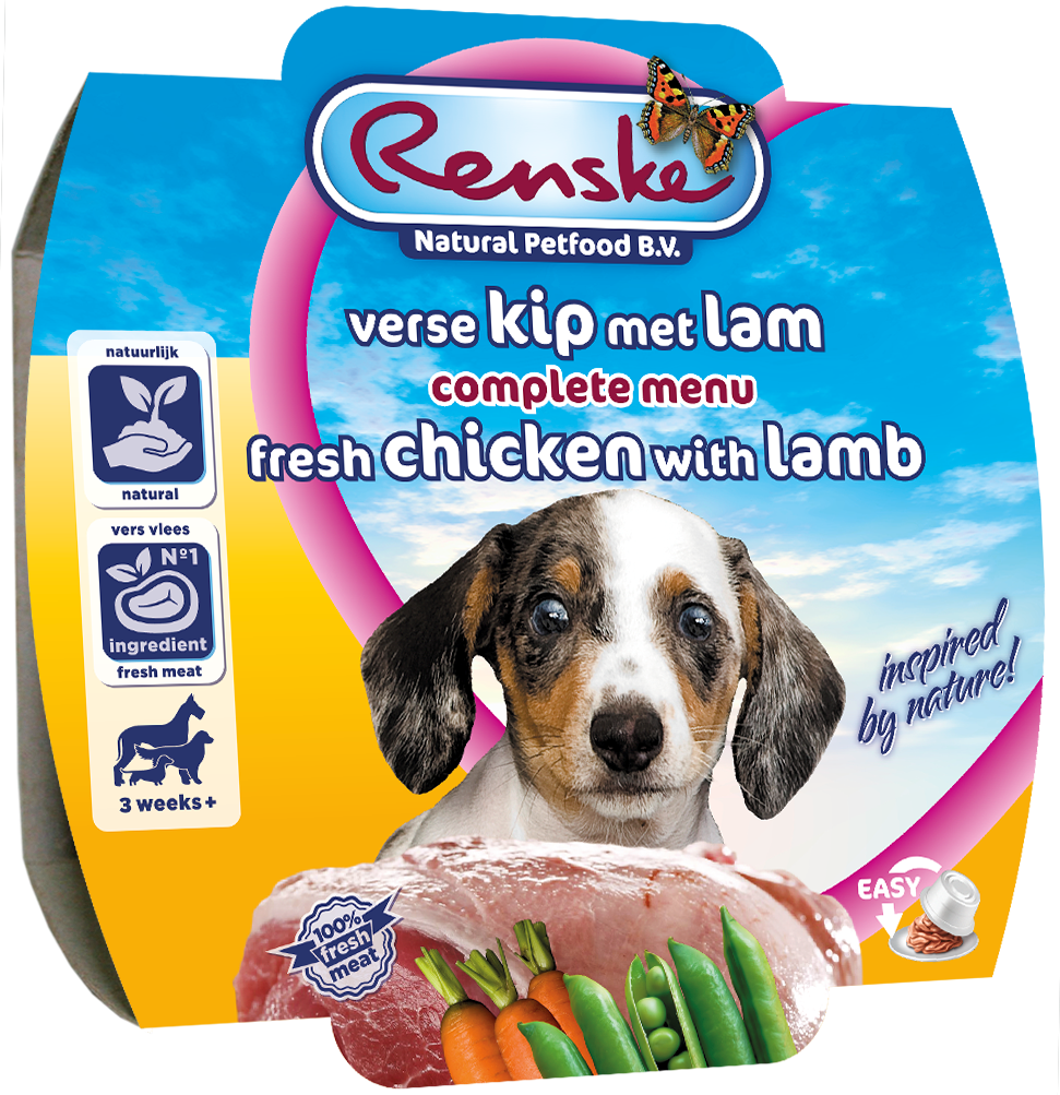 Renske RENSKE - VERS VLEES MAALTIJD 100 GR KIP & LAM PUPPY
