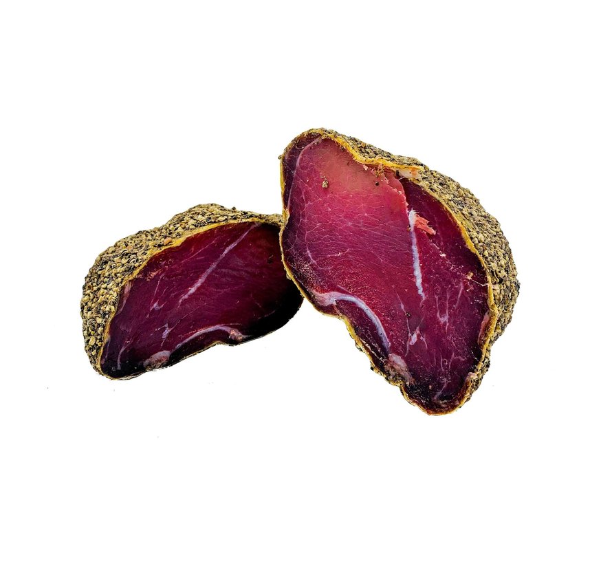 Luftgetrockneter Schinken mit Pfeffer umhüllt ca. 800g