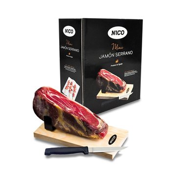 Mini-Serrano-Schinken 1 Kilo mit Ständer und Messer