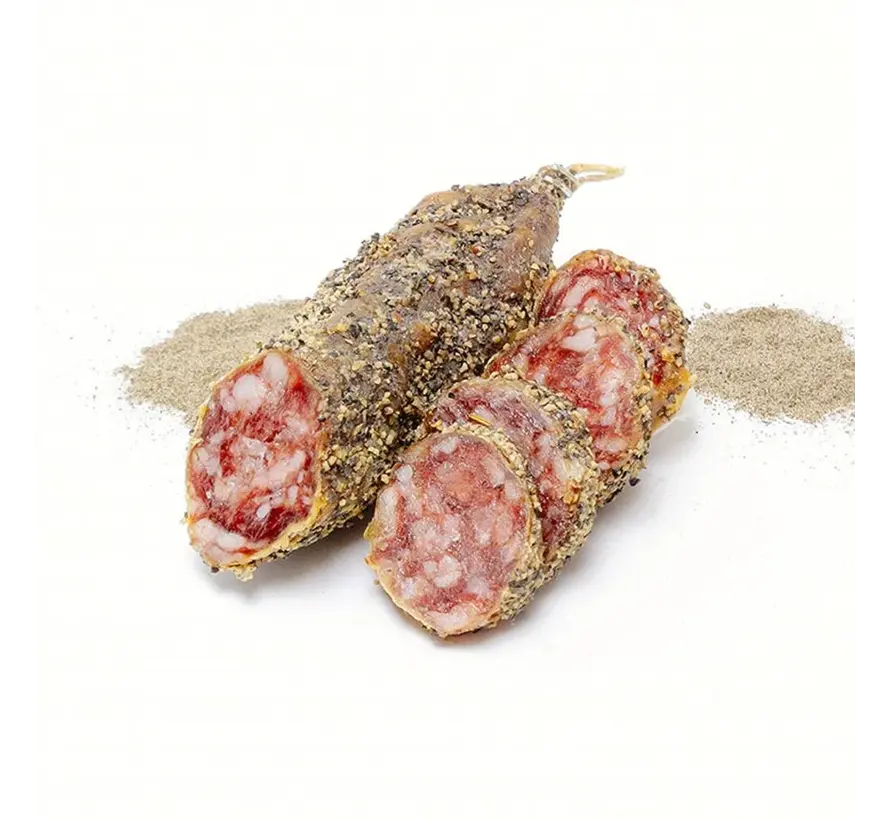 Preis pro 6 Stück - Französische Salami mit Pfeffer überzogen - Saucisson aux poivre
