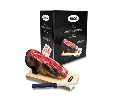 Mini-Serrano-Schinken 1 Kilo mit Ständer und Messer