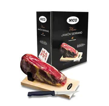 Mini-Serrano-Schinken 1 Kilo mit Ständer und Messer
