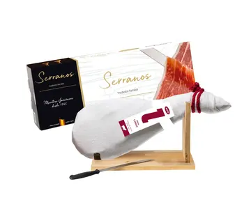 Paleta Curada Serrano mit Ständer und Messer (4-4,5 Kilo)