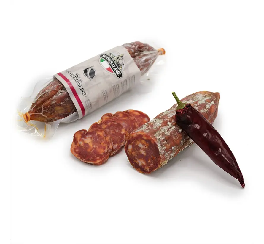 Preis pro 5 Stück - Italienische Salami mit rotem Pfeffer (vakuumverpackt) - Salame Peperoncino