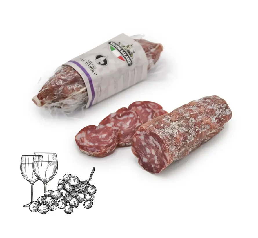 Preis pro 5 Stück - Italienische Salami mit Barolo-Wein (vakuumverpackt) -  Salame al Barolo