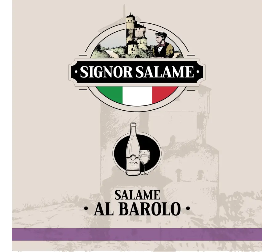 Preis pro 5 Stück - Italienische Salami mit Barolo-Wein (vakuumverpackt) -  Salame al Barolo