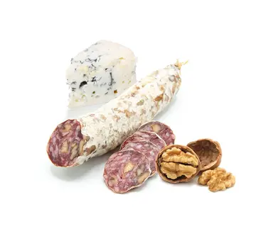 Französische Salami mit Roquefort Käse und Walnuss