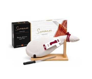 Paleta Curada Serrano mit Ständer und Messer (4-4,5 Kilo)
