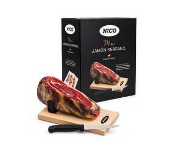 Mini-Serrano-Schinken 1 Kilo mit Ständer und Messer