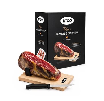 Mini-Serrano-Schinken 1 Kilo mit Ständer und Messer
