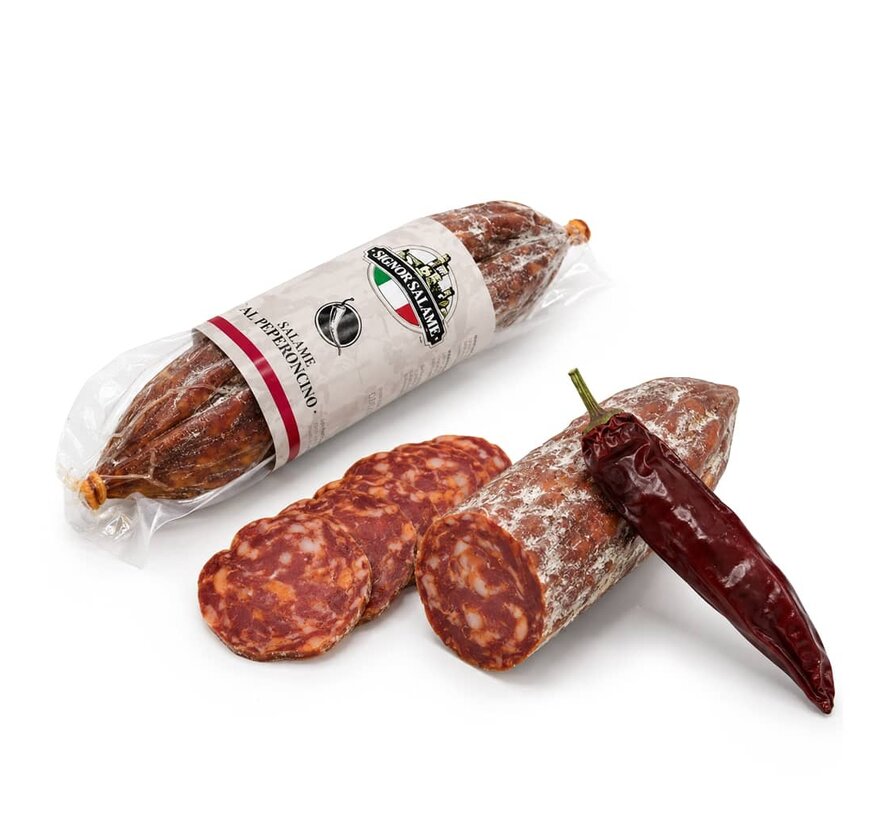 Preis pro 5 Stück - Italienische Salami mit rotem Pfeffer (vakuumverpackt) - Salame Peperoncino