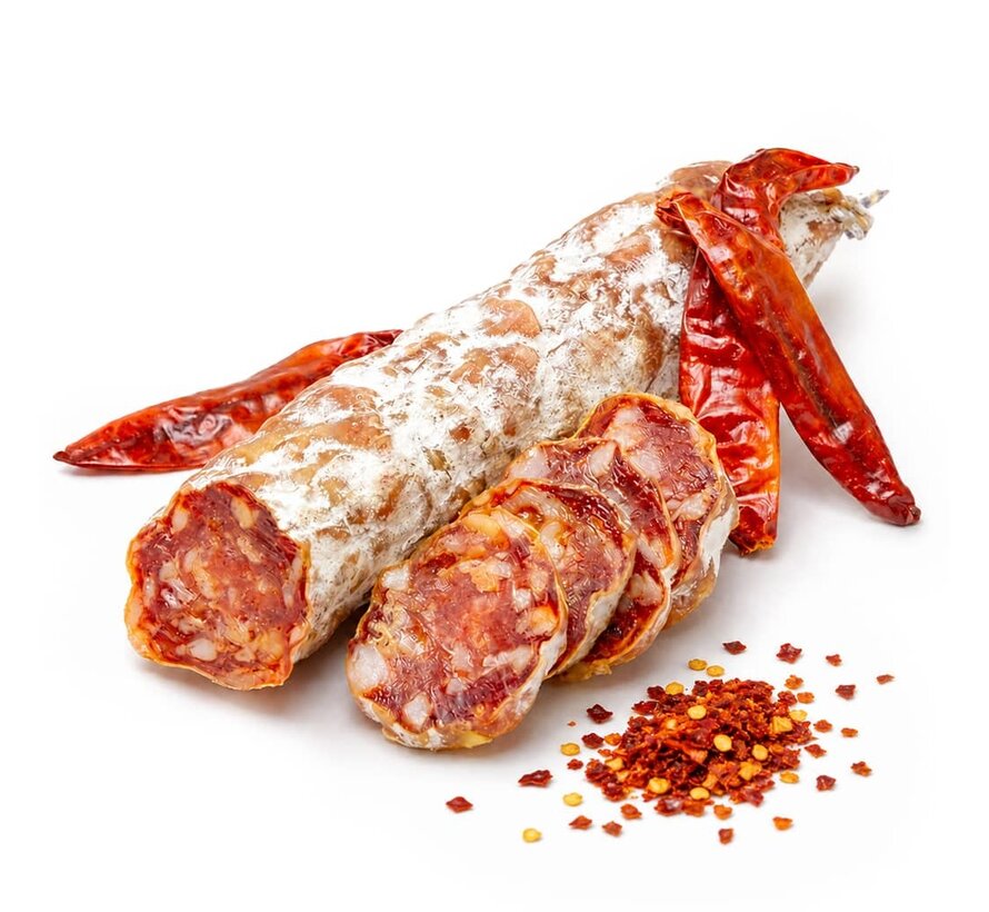 Preis pro 6 Stück - Französische Trockenwurst Extra scharf mit Piment Espelette
