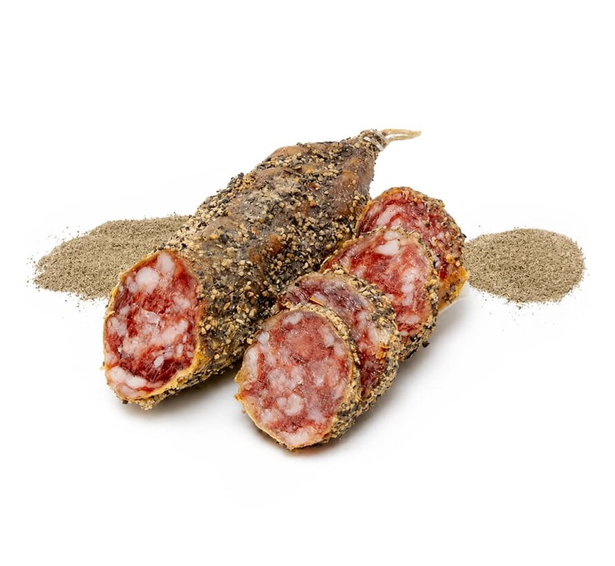 Preis pro 6 Stück - Französische Salami mit Pfeffer überzogen - Saucisson aux poivre