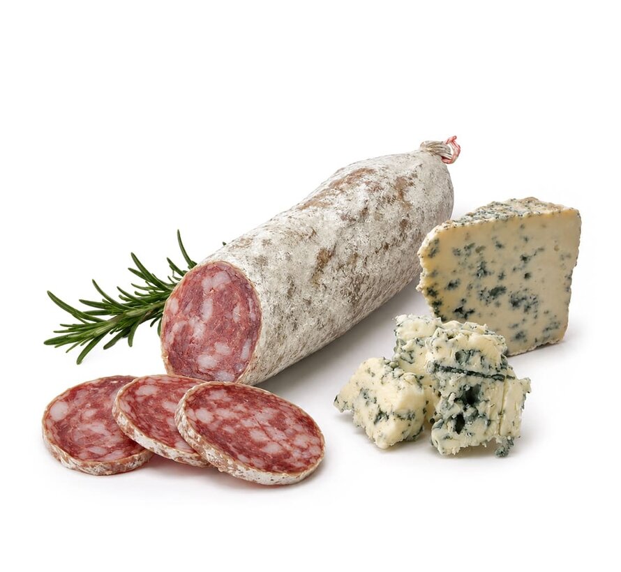 Preis pro 6 Stück - Französische Salami mit Blauschimmelkäse - Saucisson Bleu D'Auvergne