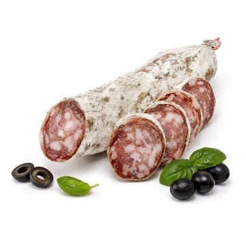 Preis pro 6 Stück- Französische Salami - mit schwarzen Oliven und Basilikum