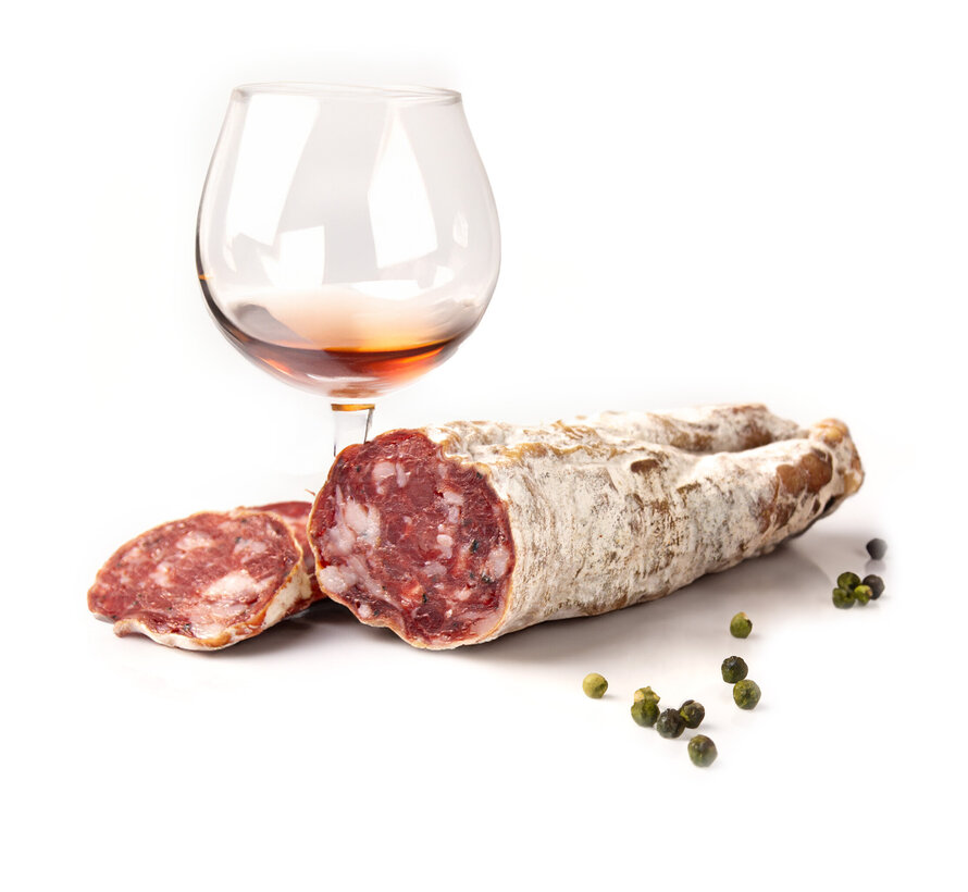 Getrocknete Wurst mit Cognac und grünem Pfeffer (pro 6 Stück)