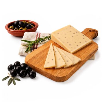 Spanischer Schafskäse mit schwarze Oliven