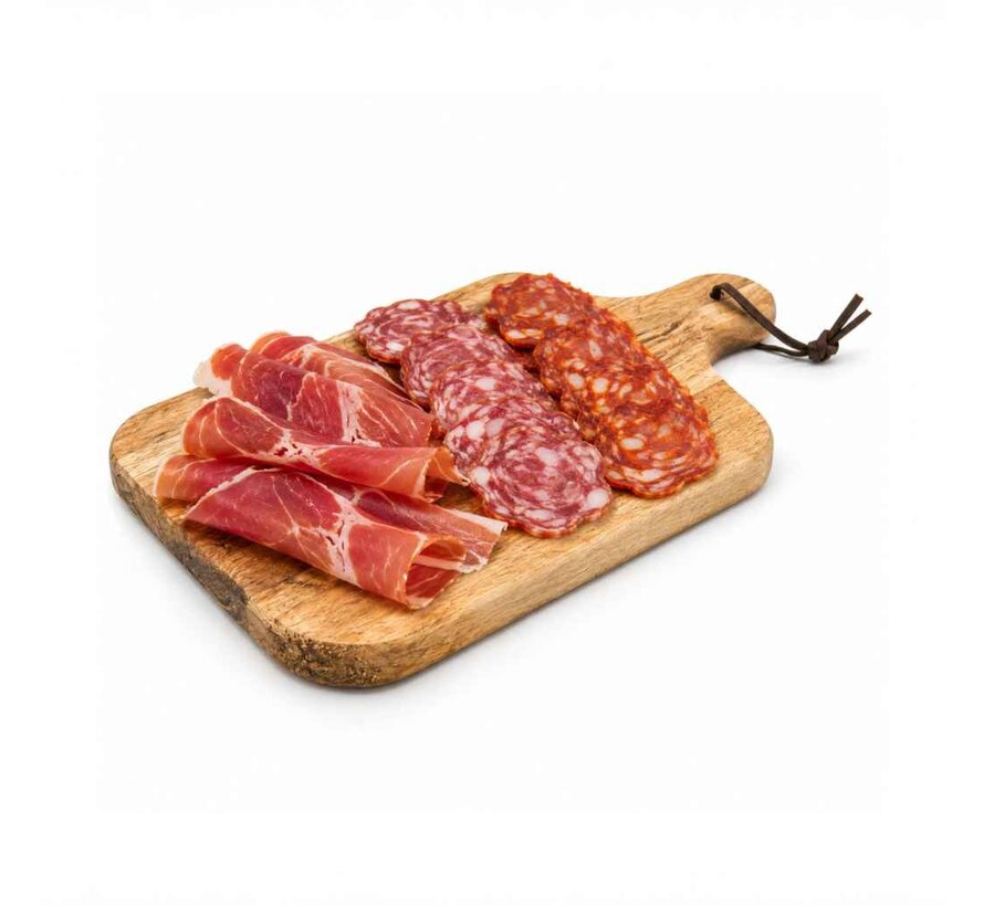 Geschnittene Tapas-Mischung mit Schinken, Chorizo und Salchichón (pro 6 Stück)