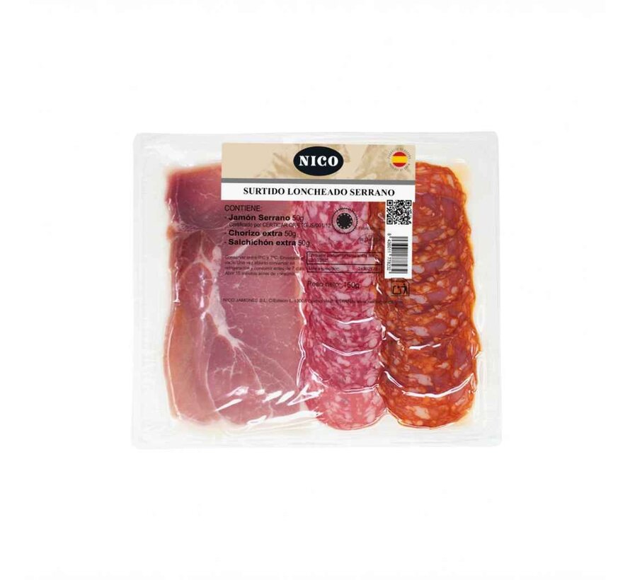 Geschnittene Tapas-Mischung mit Schinken, Chorizo und Salchichón (pro 6 Stück)