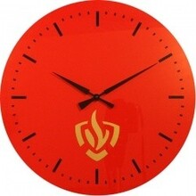 Clock fire department logo under