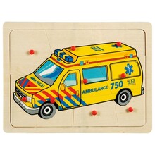Wooden puzzle ambulance