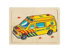 Wooden puzzle ambulance