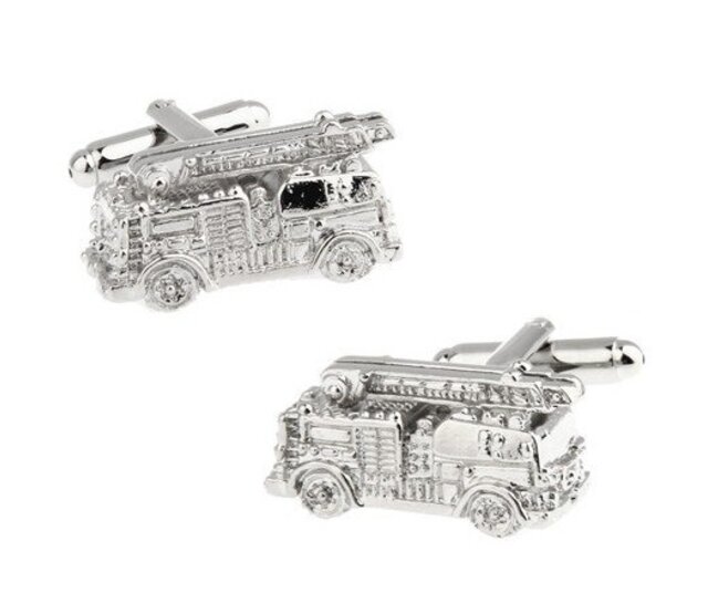 Silver firetruck cufflinks